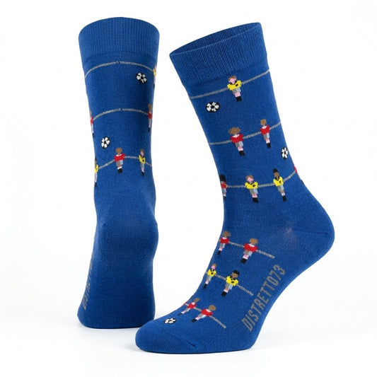 Cellini Uomo Distretto73 men's blue soccer socks made from 100% Filoscozia cotton, featuring a comfortable athletic design.