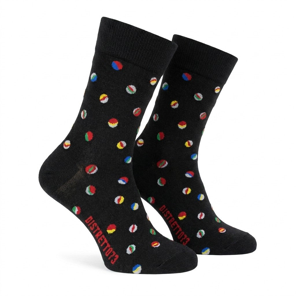 Cellini Uomo Distretto73 men's Filoscozia cotton marble balls socks with colorful marble pattern, casual footwear for men.