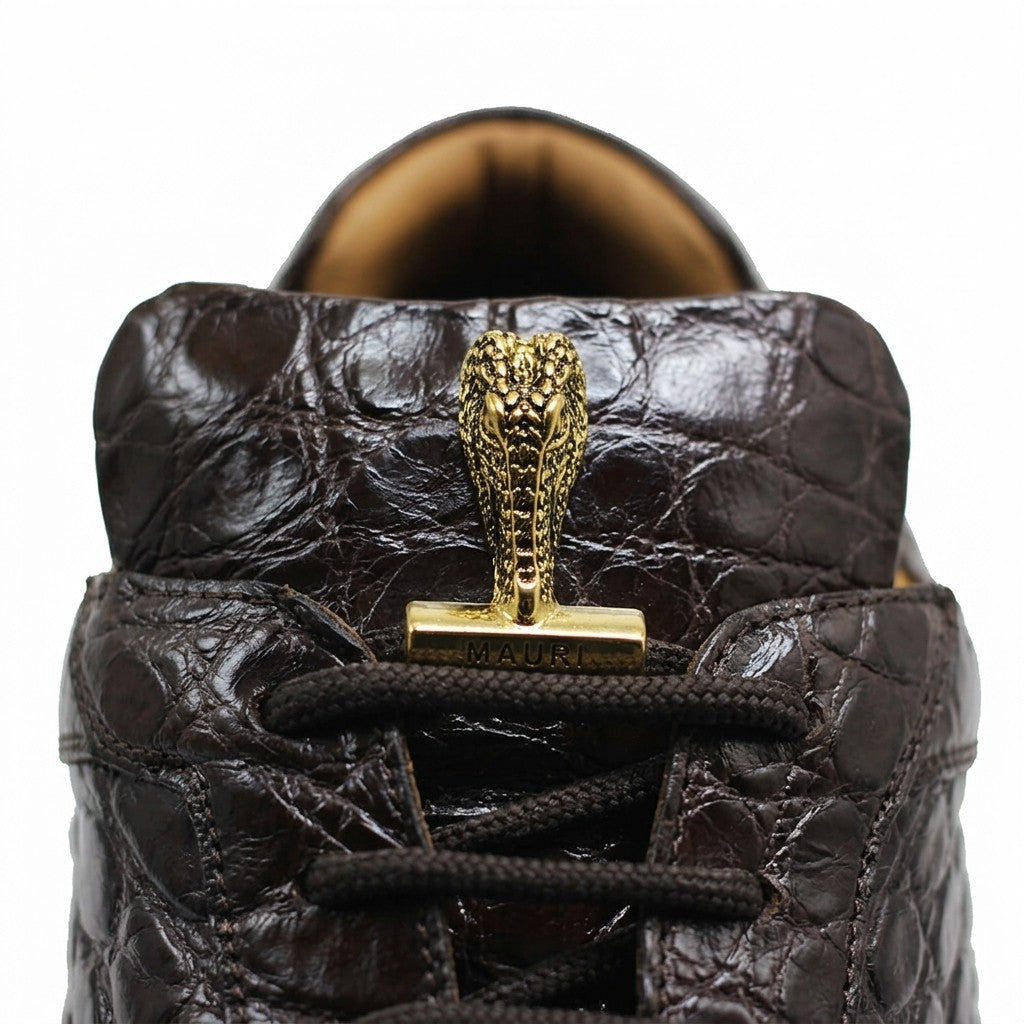 Mauri 8900 Alligator Sneakers in rust color, stylish casual sneakers with textured alligator pattern, featuring lace-up design.
