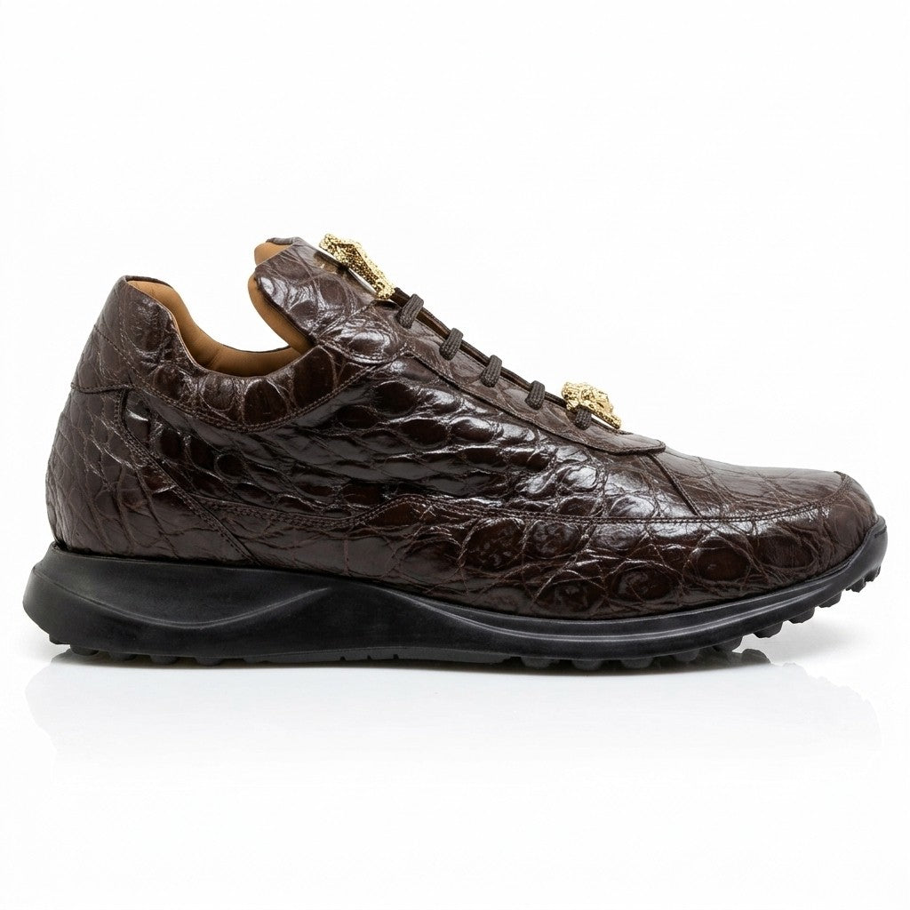 Mauri 8900 Alligator Sneakers in rust color, featuring textured alligator pattern and modern sneaker design.