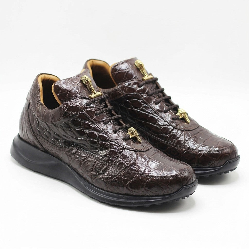 Mauri 8900 Alligator Sneakers in rust color featuring textured alligator-style leather and sporty lace-up design.
