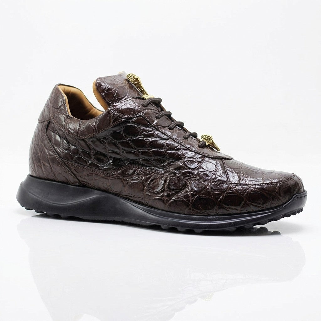 Mauri 8900 Alligator Sneakers in rust color, featuring textured alligator-style leather and casual sneaker design.