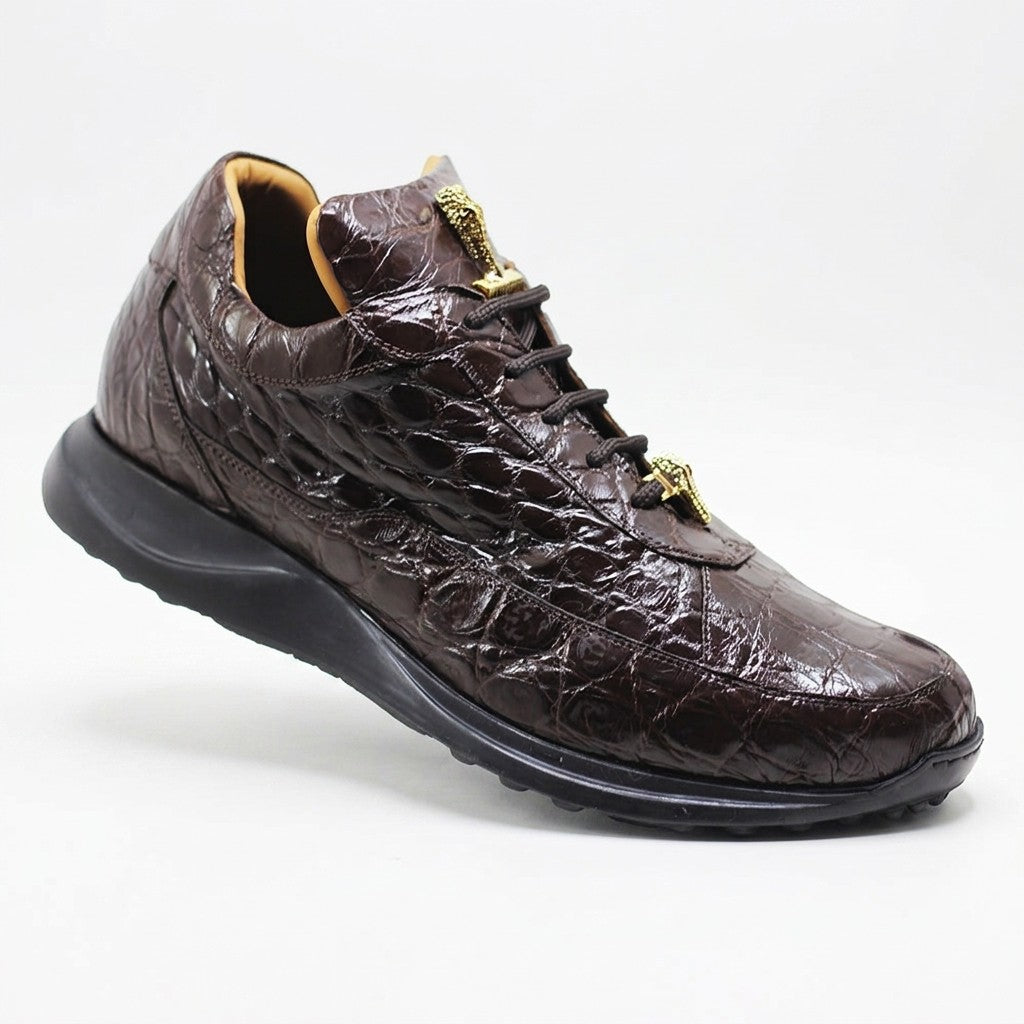 Mauri 8900 Alligator Sneakers in rust color, featuring textured alligator-style leather and casual sneaker design.