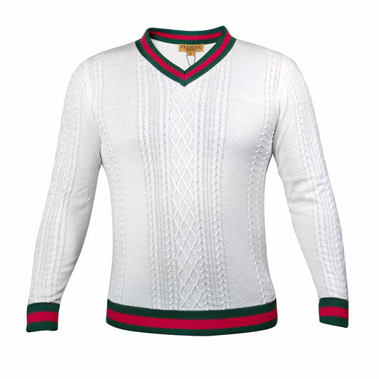 Prestige Cable Knit V-Neck Sweater 363