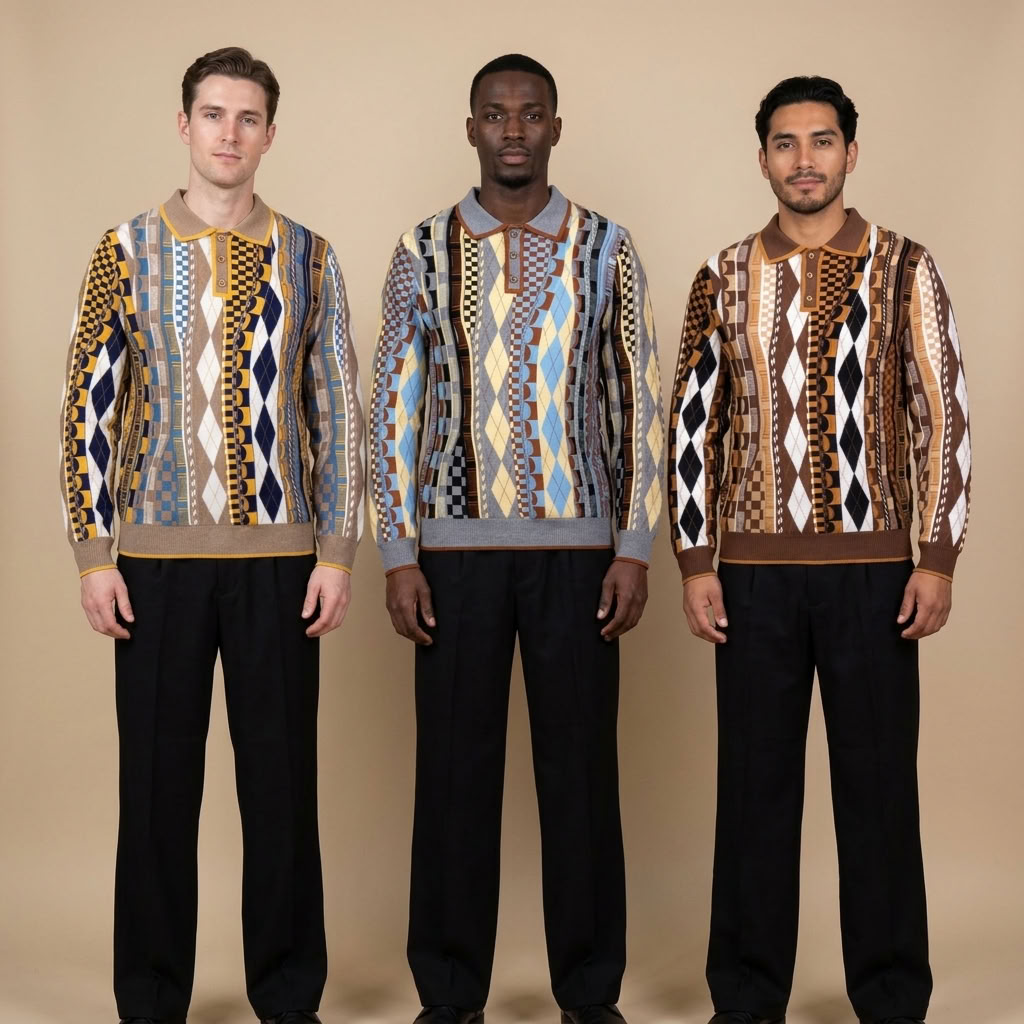 Prestige Wool Blend Geometric Multi Colors Sweater 6502