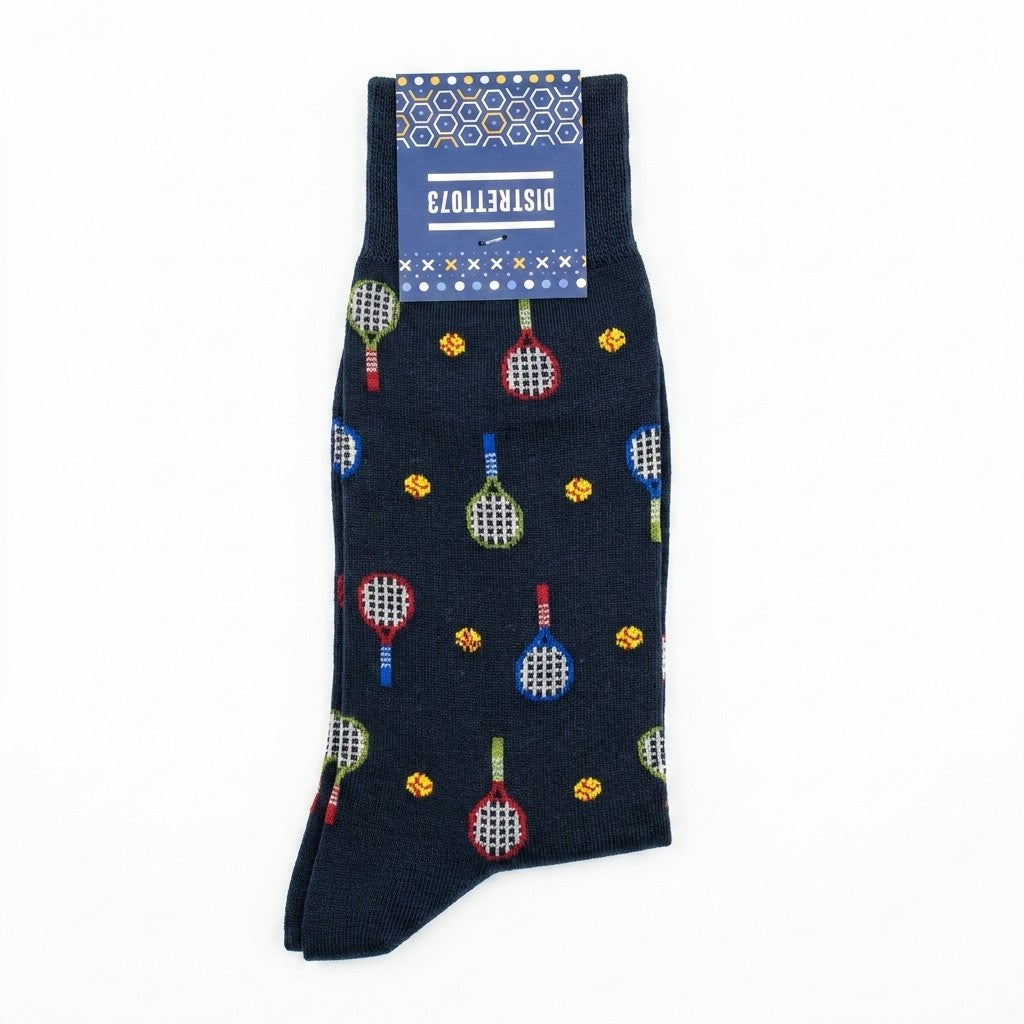 Black men's tennis crew socks by Cellini Uomo featuring Filoscozia cotton, perfect for athletic wear and casual style.