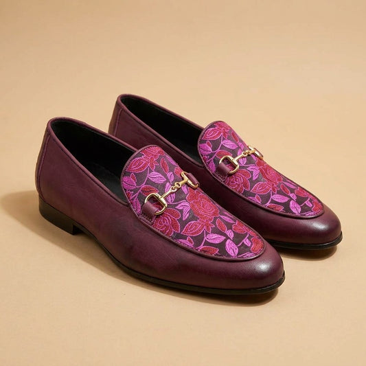 Walk Jude Gold Vamp Pink Floral Top Loafers
