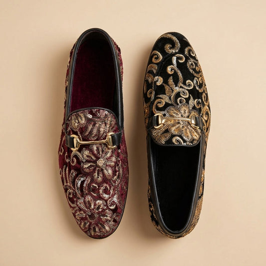 Walk London Harrison Sequin Velvet Loafers