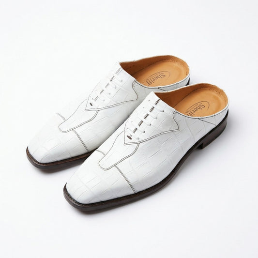 Sheriff Collection White Alligator Half Shoe - Cellini Uomo 