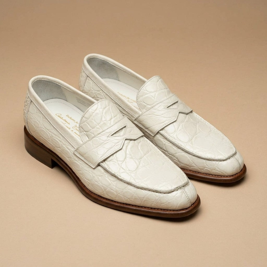 Marfa Calzoleria Toscana Crocodile Caiman Flanks Loafers - Preorder