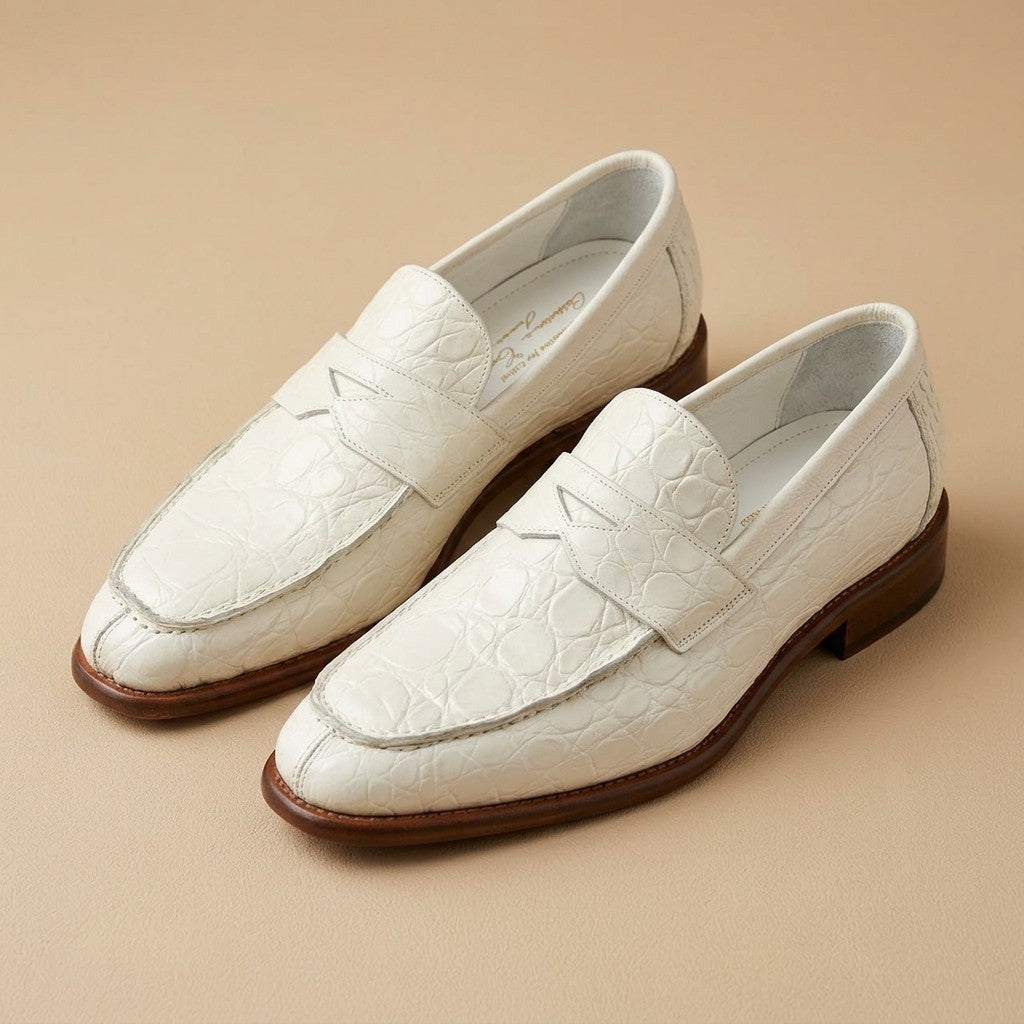 Marfa Calzoleria Toscana Crocodile Caiman Flanks Loafers - Preorder