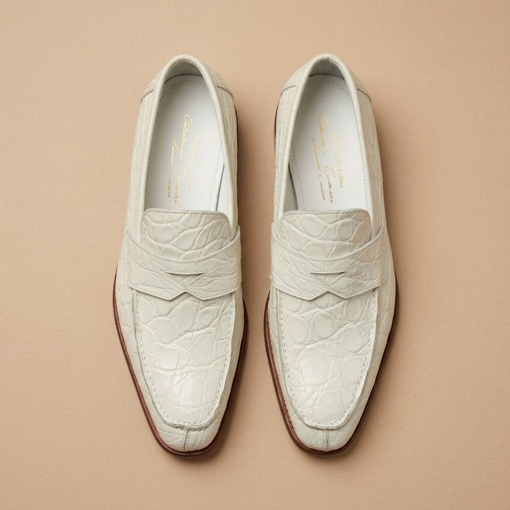 Marfa Calzoleria Toscana Crocodile Caiman Flanks Loafers - Preorder