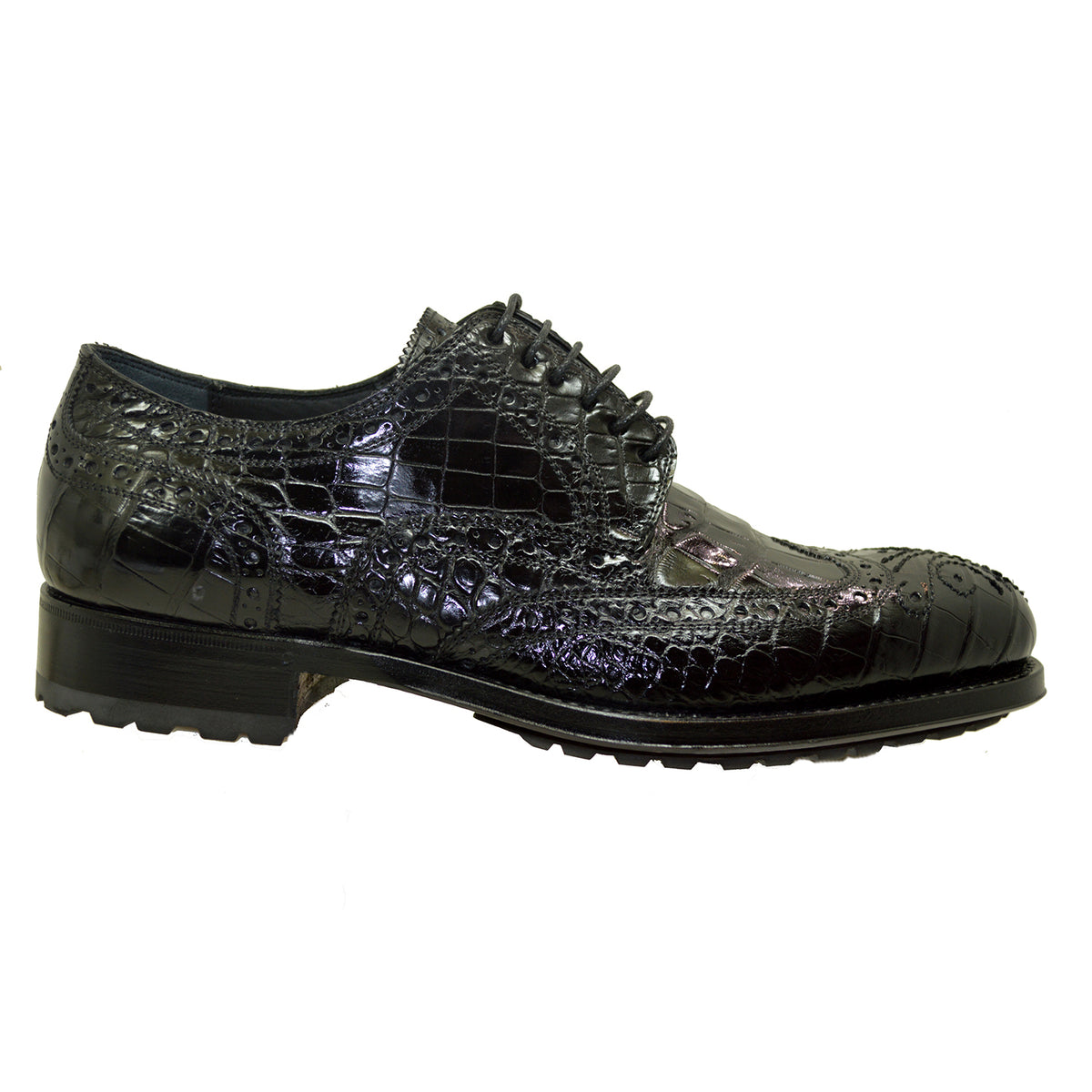 Caporicci 3318 Baby Alligator Wing Tip Lace Up | Cellini Uomo
