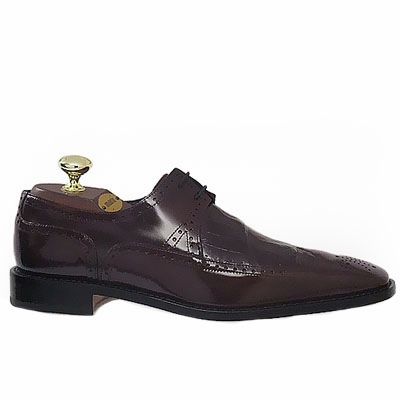 Mauri 4100 Shiny Leather & Croc Burgundy Dress Shoes