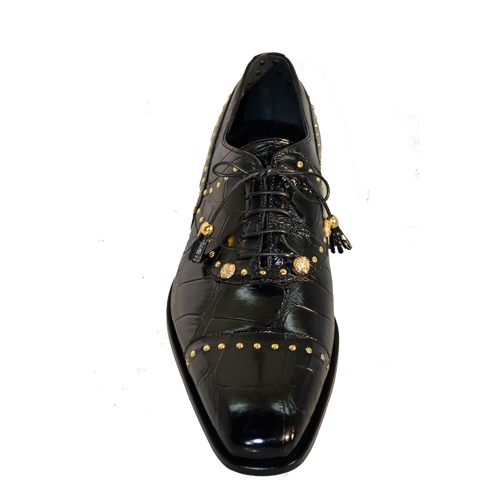 Mauri 4901 Alligator Studded Dress Shoes Black 12 Mauri 4901 Alligator Studded Dress Shoes Black 12