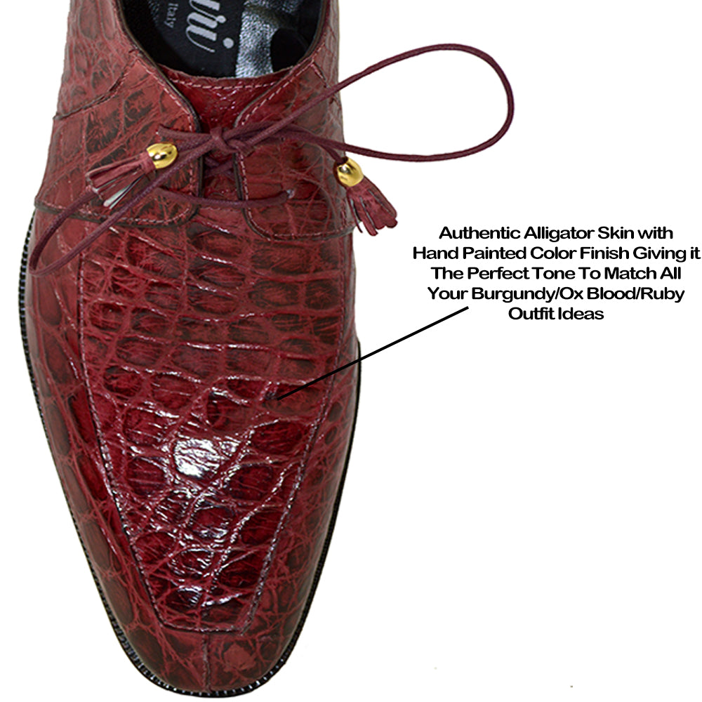 Mauri 4910/1 Ruby Red Alligator Lace Up Dress Shoe