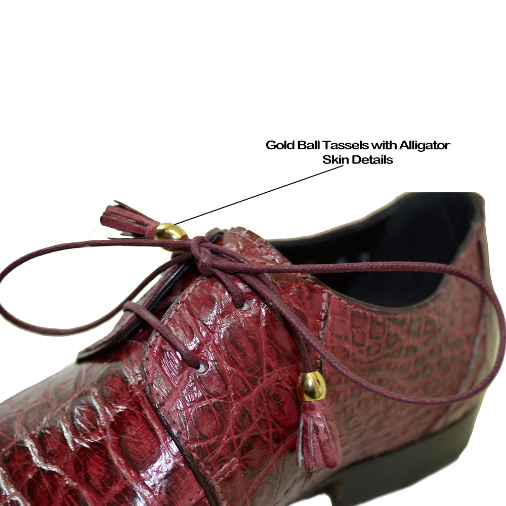 Mauri 4910/1 Ruby Red Alligator Lace Up Dress Shoe