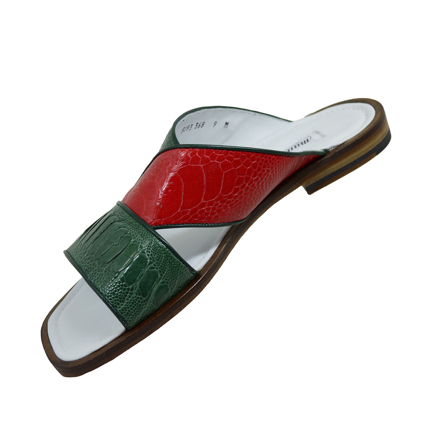 Mauri 5093 White-Red-Green Ostrich Sandal