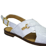 Mauri 5113 Crocodile and Ostrich Leg Sandal White