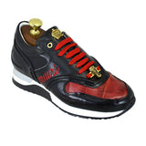 Mauri 6199 Nappa & Crocodile Casual Sneaker Black Red