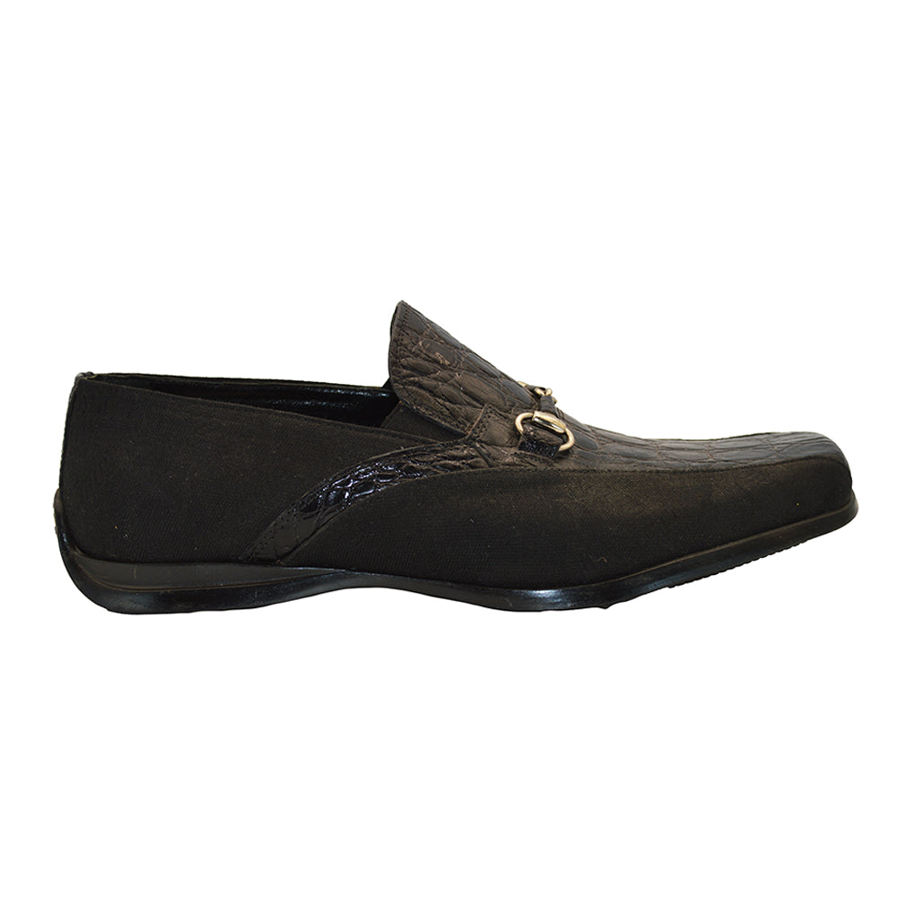 Mauri 9190 Black Fabric & Alligator Loafer