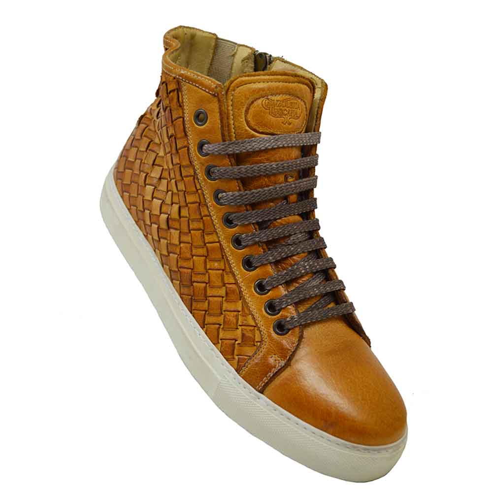 Calzoleria Toscana 9685 Cognac Woven Sneaker Cellini Uomo