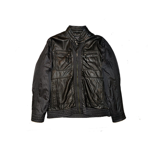 Missani Black Leather & Nylon Jacket 1825-N