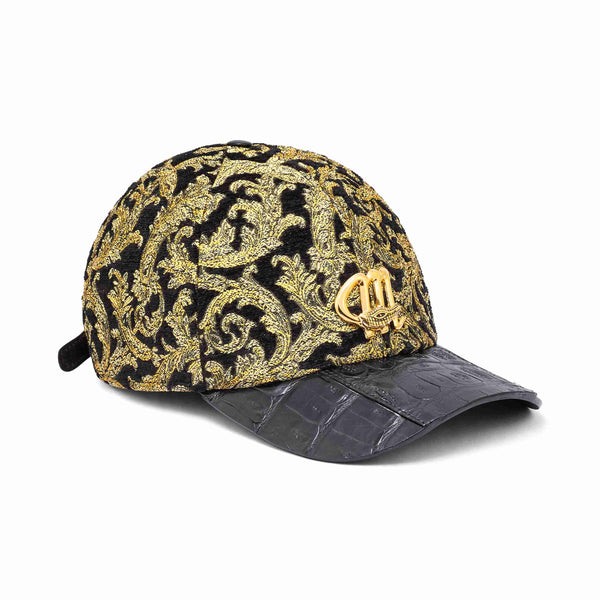 Mauri Fabric Gold & Croc Hat