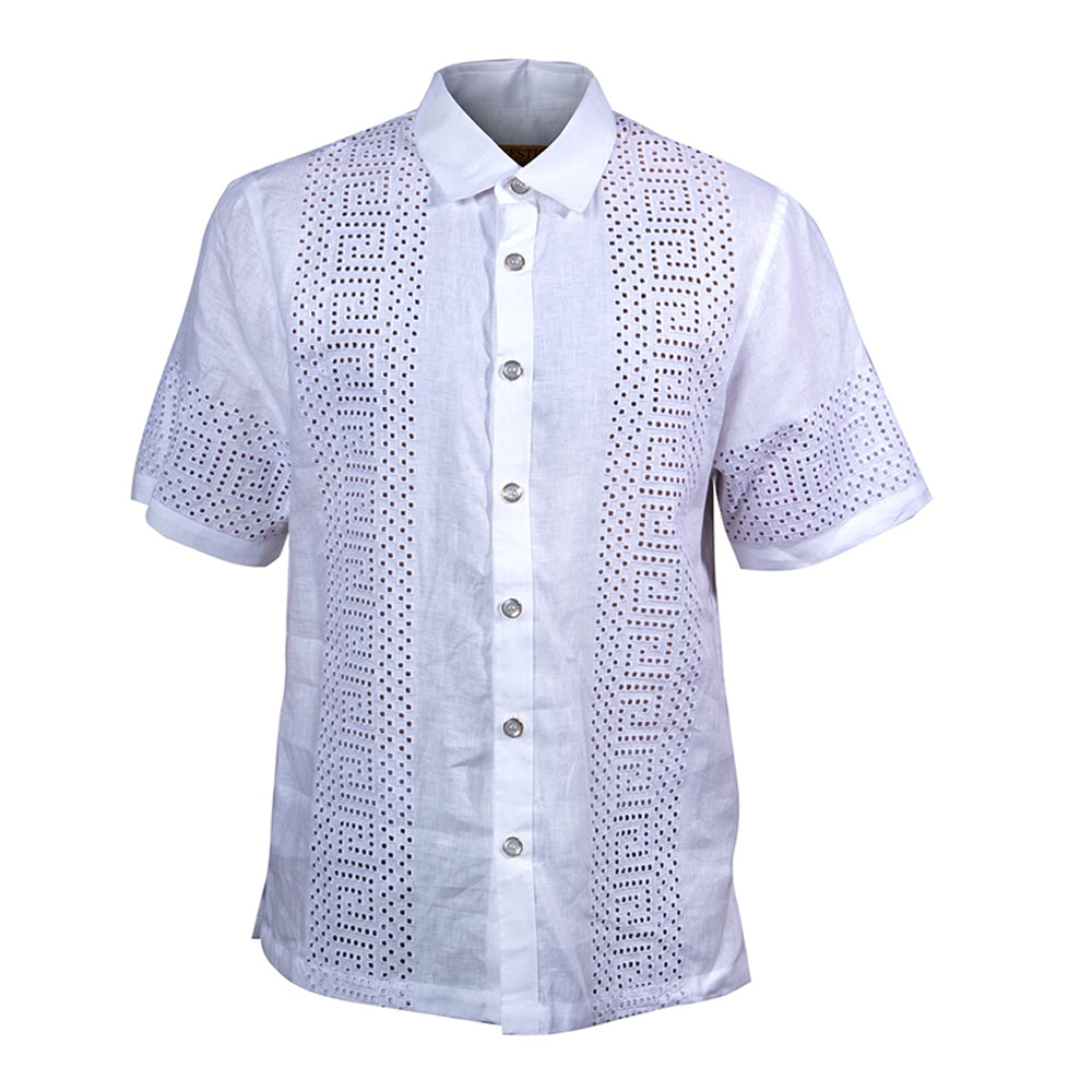 Prestige Perforated Linen Short Sleeve Button up