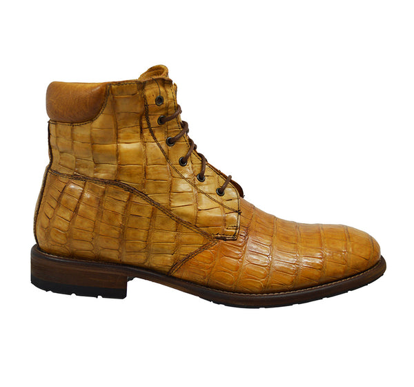 Caporicci 3318 Alligator Wingtip Shoes Gold