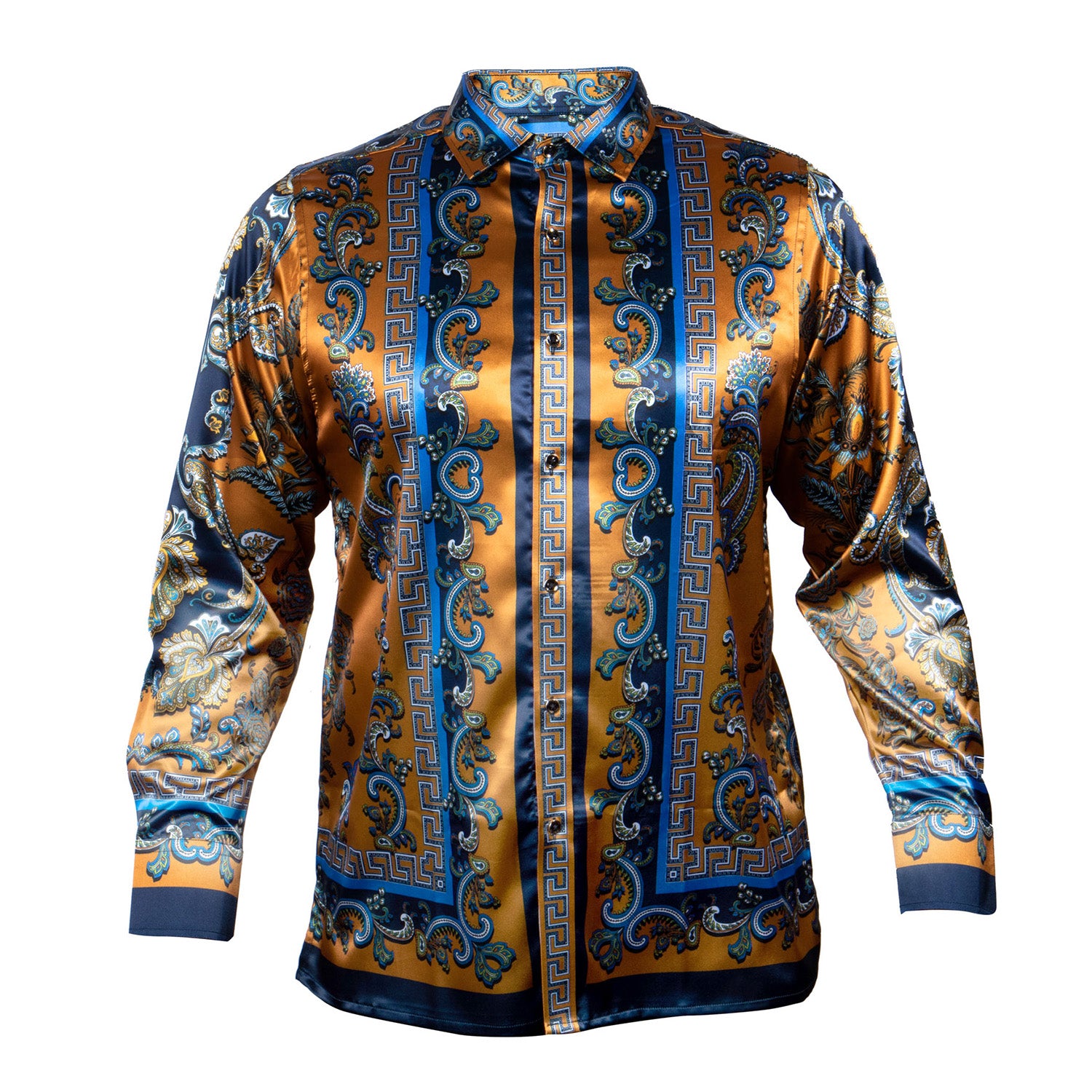 Prestige Blue Silk Feel Button Up Shirt 257
