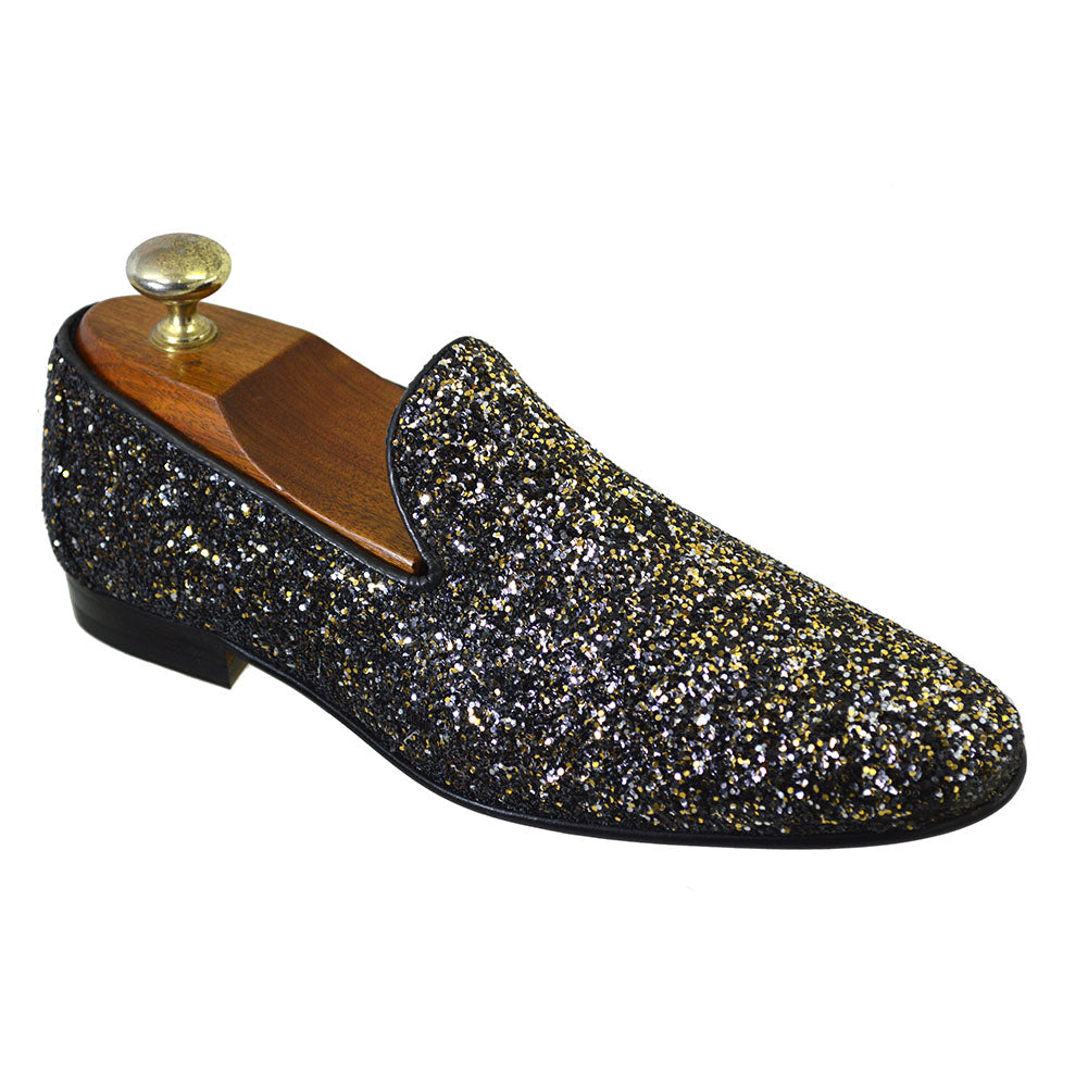 Walk London Black-Gold Glit Loafers
