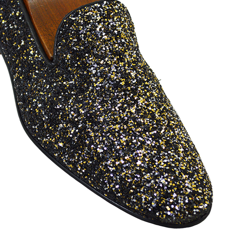 Walk London Black-Gold Glit Loafers