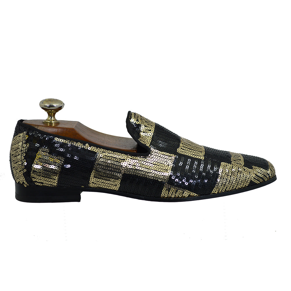 Walk Gold & Black Sequin Loafer