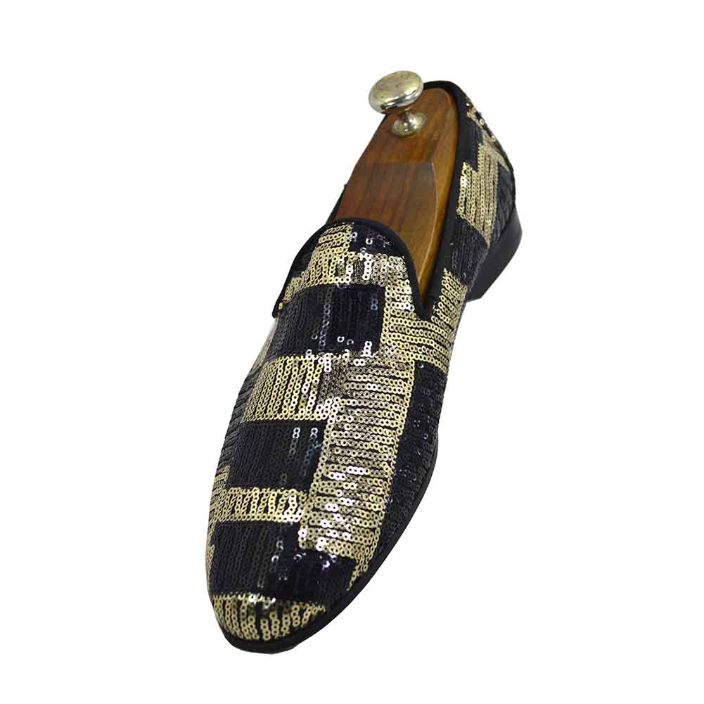 Walk Gold & Black Sequin Loafer