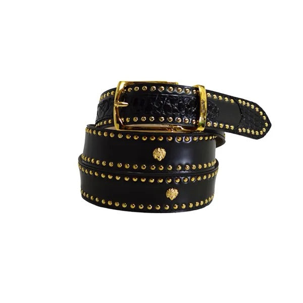 Mauri Studded Shiny Calf Leather Belt