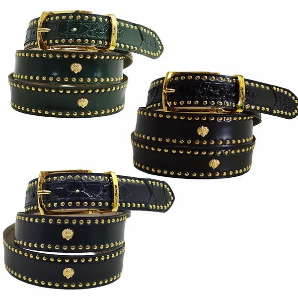 Mauri Studded Shiny Calf Leather Belt