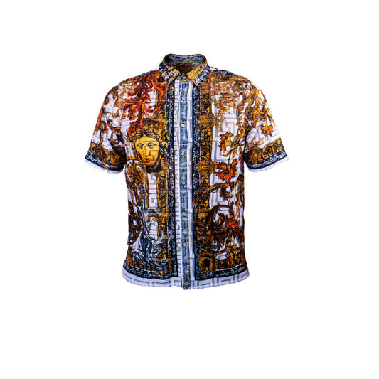 White Prestige Lace Button Up Shirt 203 for women, featuring intricate lace details and a classic collar.
