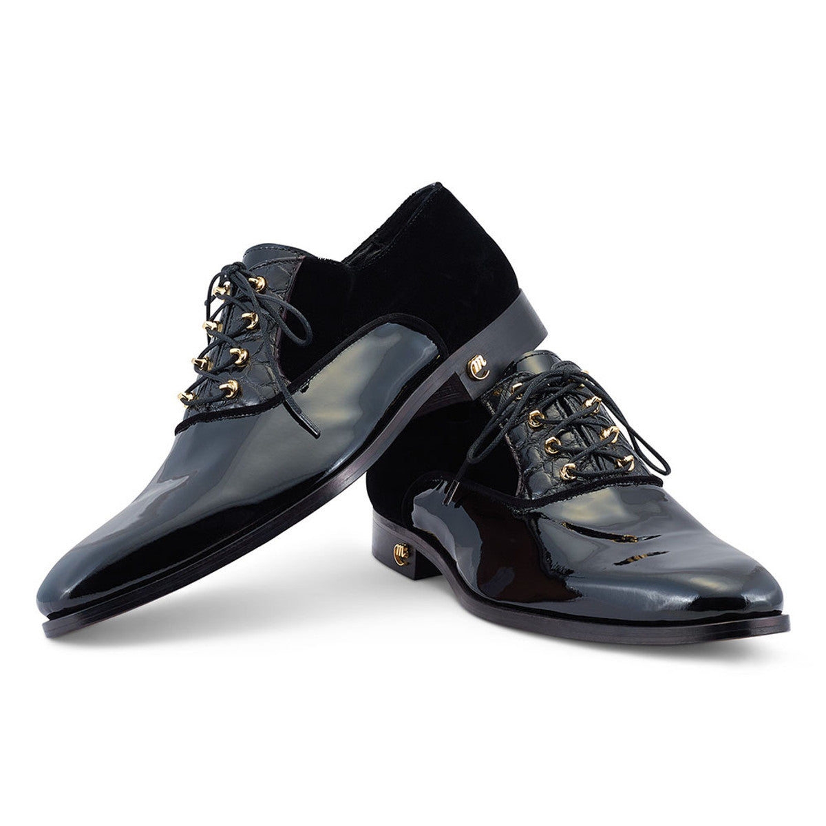 Mauri 4993 Velvet Patent Alligator Lace Up Shoe