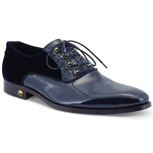 Mauri 4993 Velvet Patent Alligator Lace Up Shoe