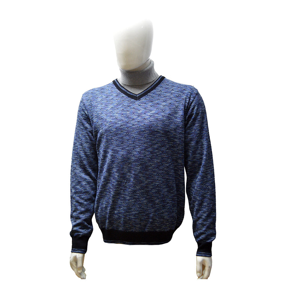 Montechairo Multi Blue Color V-Neck Sweater