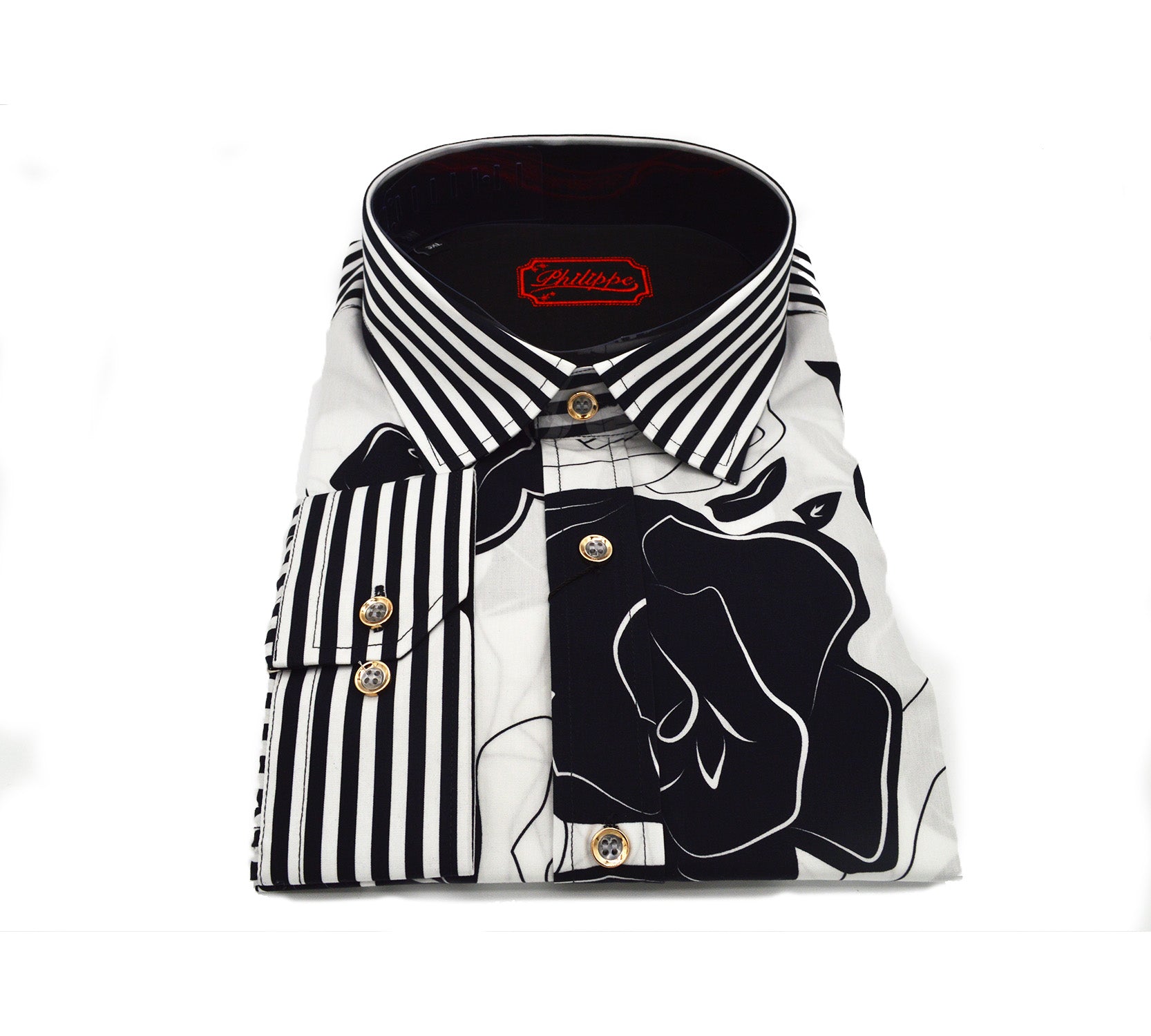 Philippe White and Black Button Up Shirt 8714