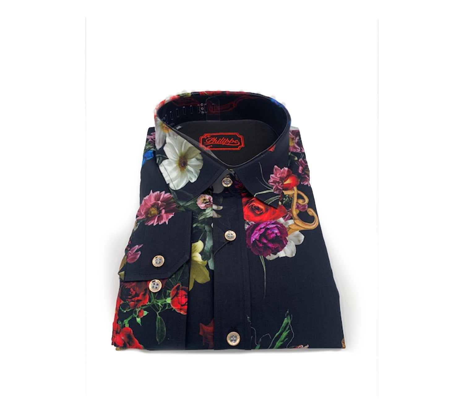Philippe Royal Floral Button Up Shirt A82 Black / 2XL
