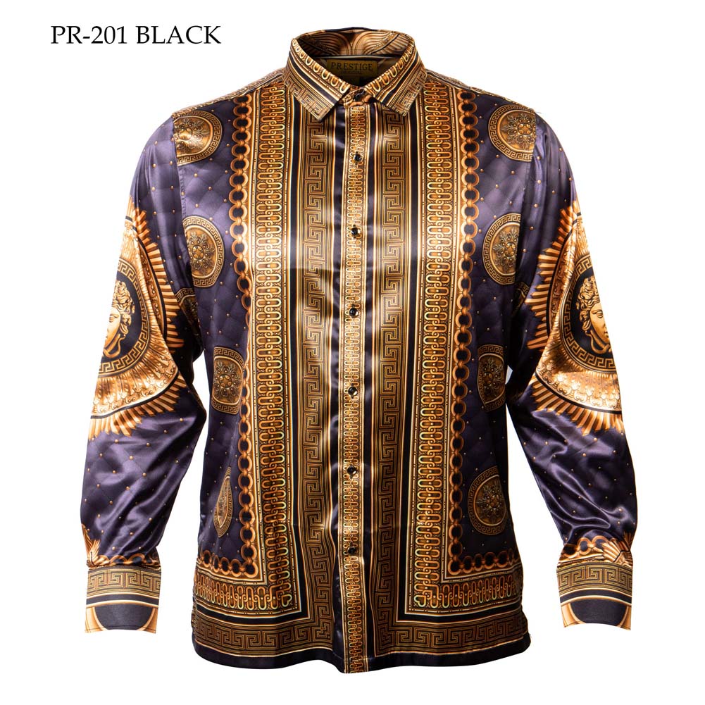 Prestige Satin Digital Print Button Up Shirt 201