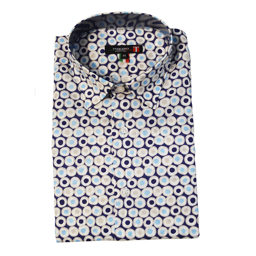 Tarcisio Blue Circles Button Up Shirt