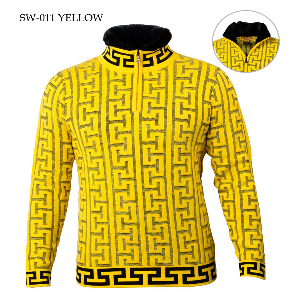 Prestige Greek Design Sweater With Fur Collar