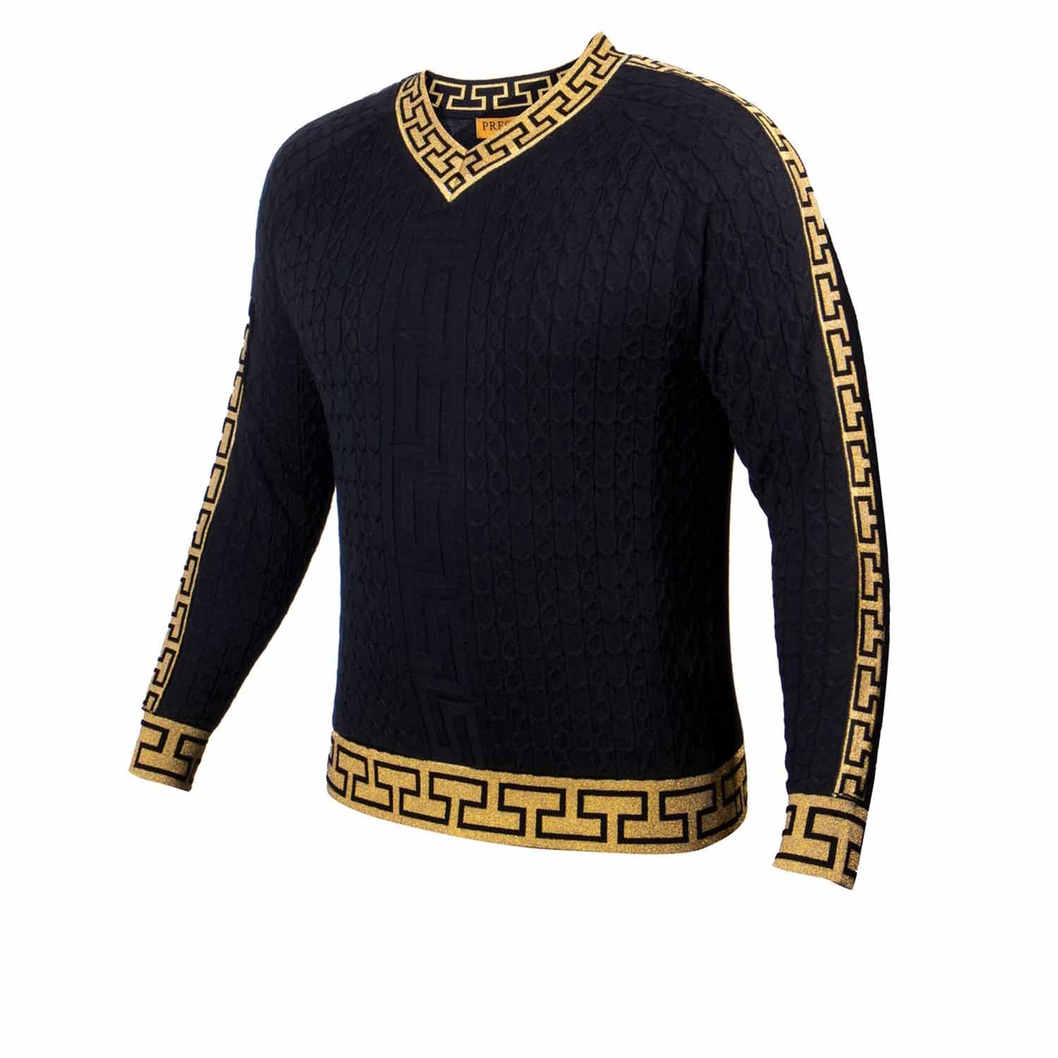 Prestige Black-Gold V-Neck Sweater 365